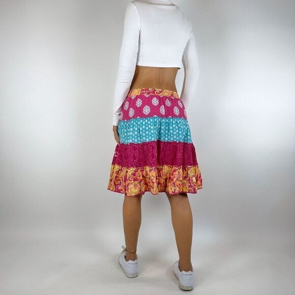 Vintage Y2K Boho Fairy Patchwork Low Rise Midi Skirt / Size: Small - Picture 2 of 5